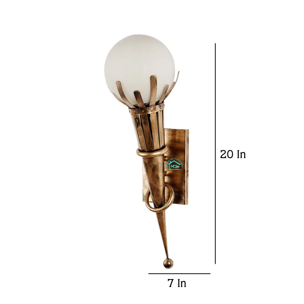 The Ancient Torch Frosted Glass Wall Sconce Single Piece