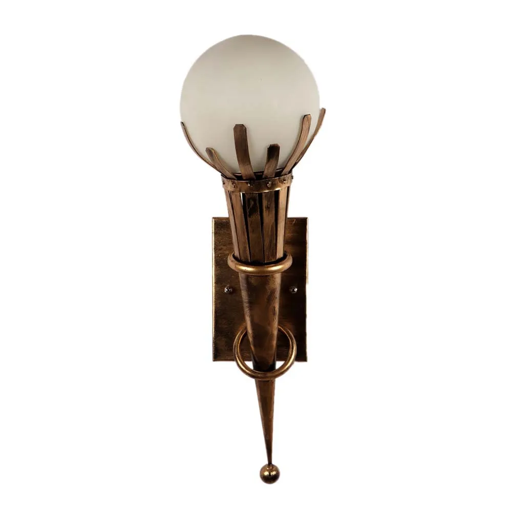 The Ancient Torch Frosted Glass Wall Sconce Single Piece