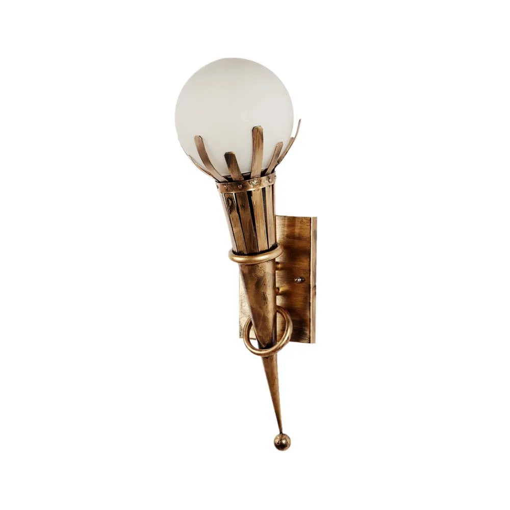 The Ancient Torch Frosted Glass Wall Sconce Single Piece