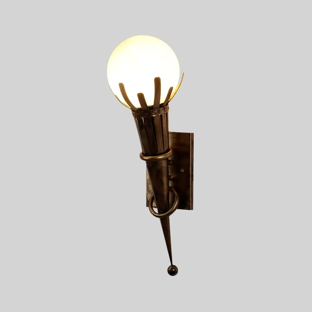 The Ancient Torch Frosted Glass Wall Sconce Single Piece