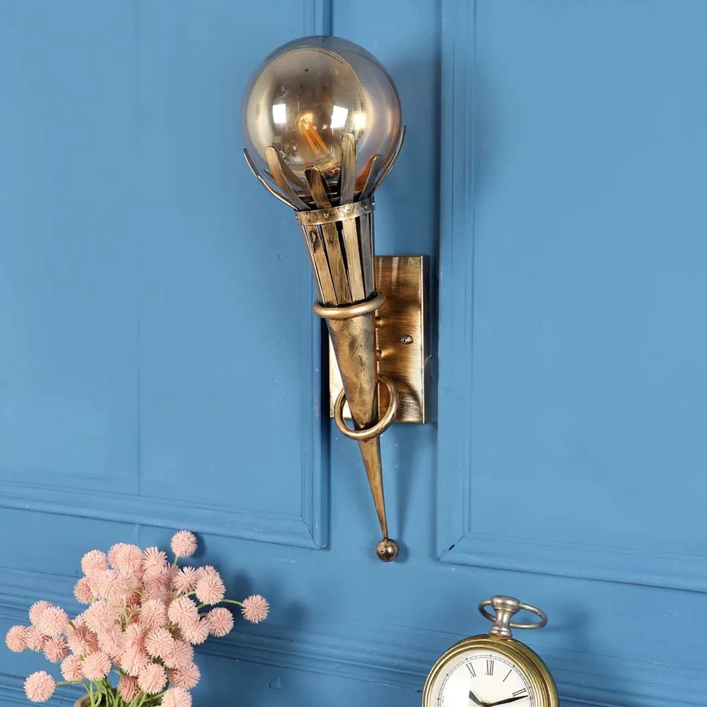 The Ancient Torch Frosted Lustre Glass Wall Sconce