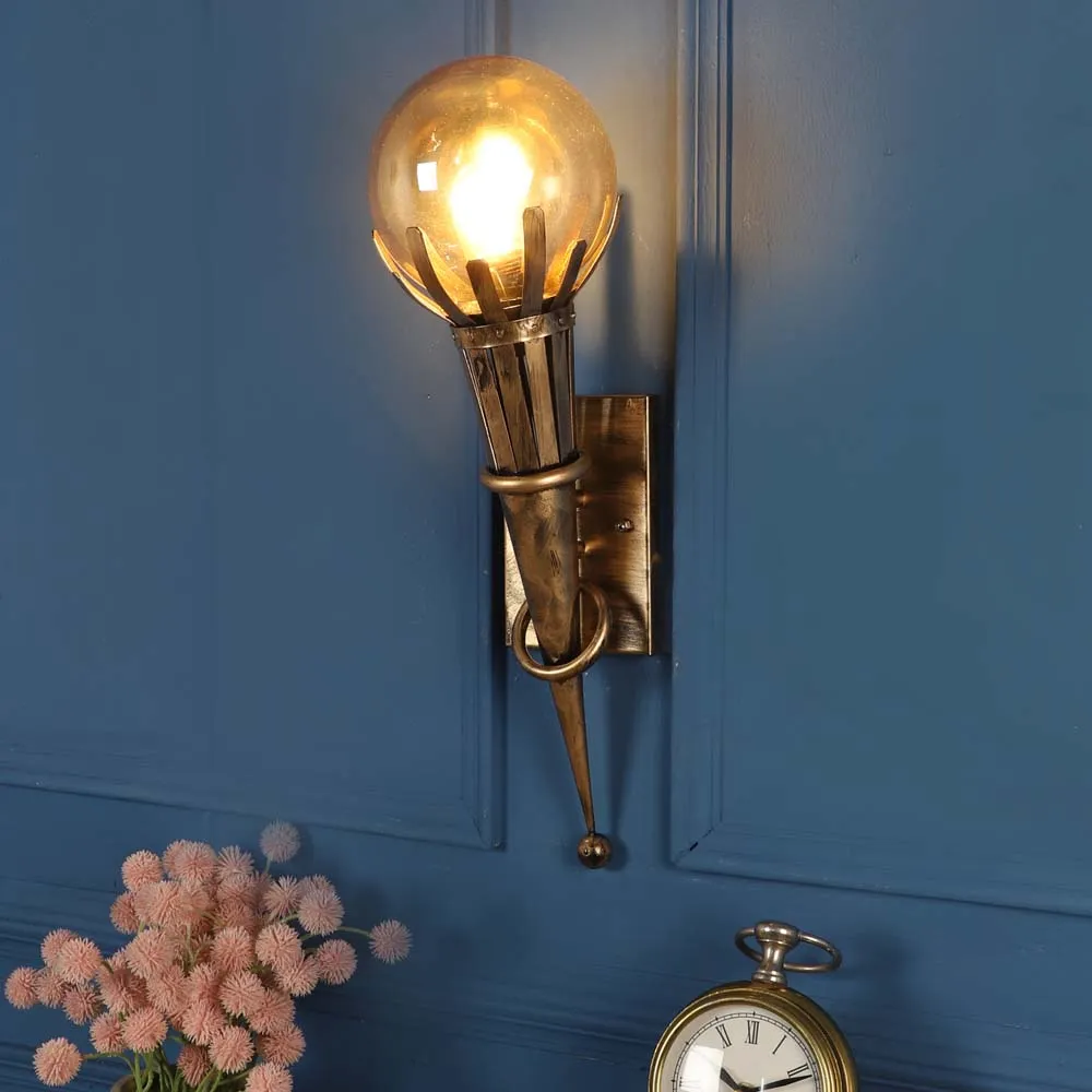 The Ancient Torch Frosted Lustre Glass Wall Sconce
