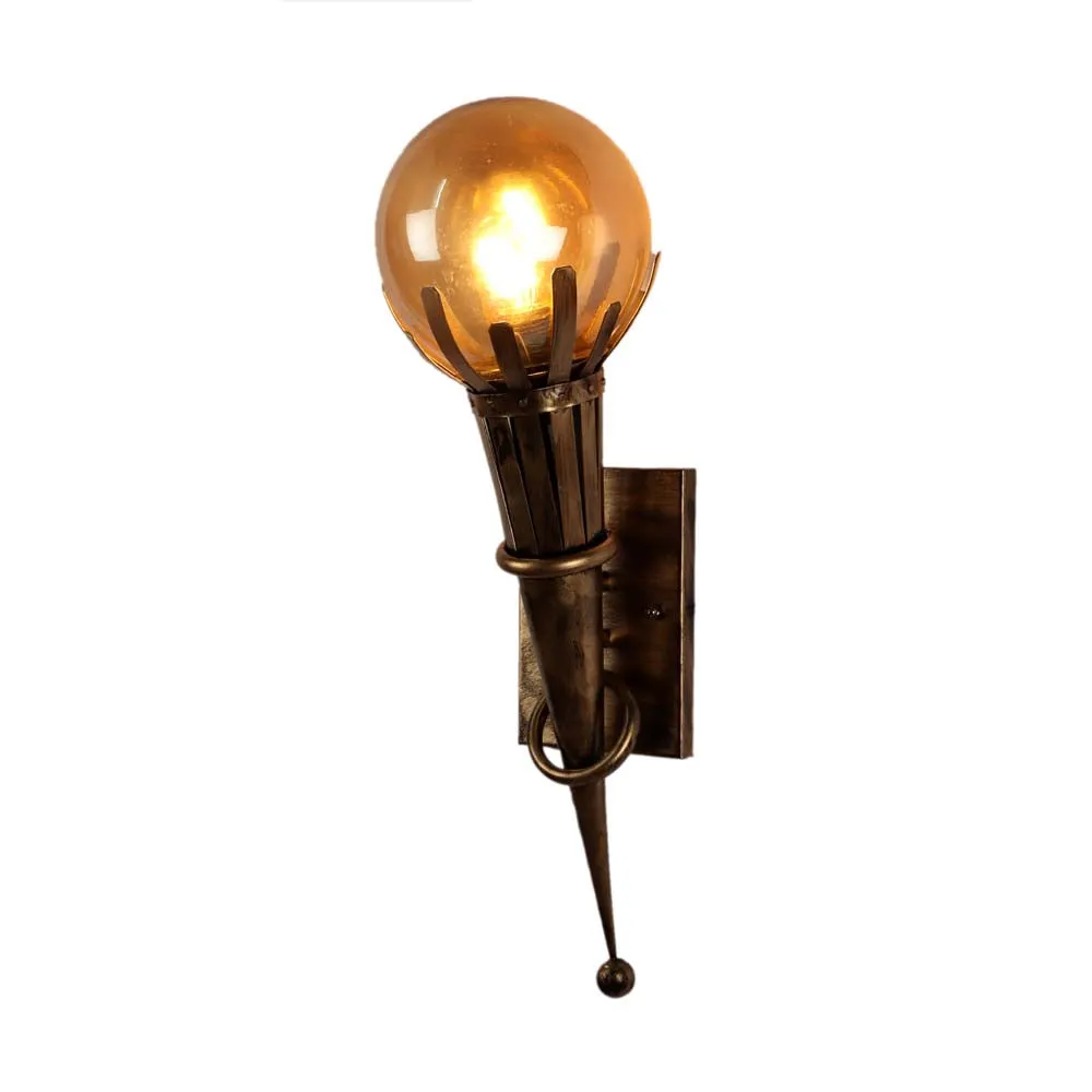 The Ancient Torch Frosted Lustre Glass Wall Sconce