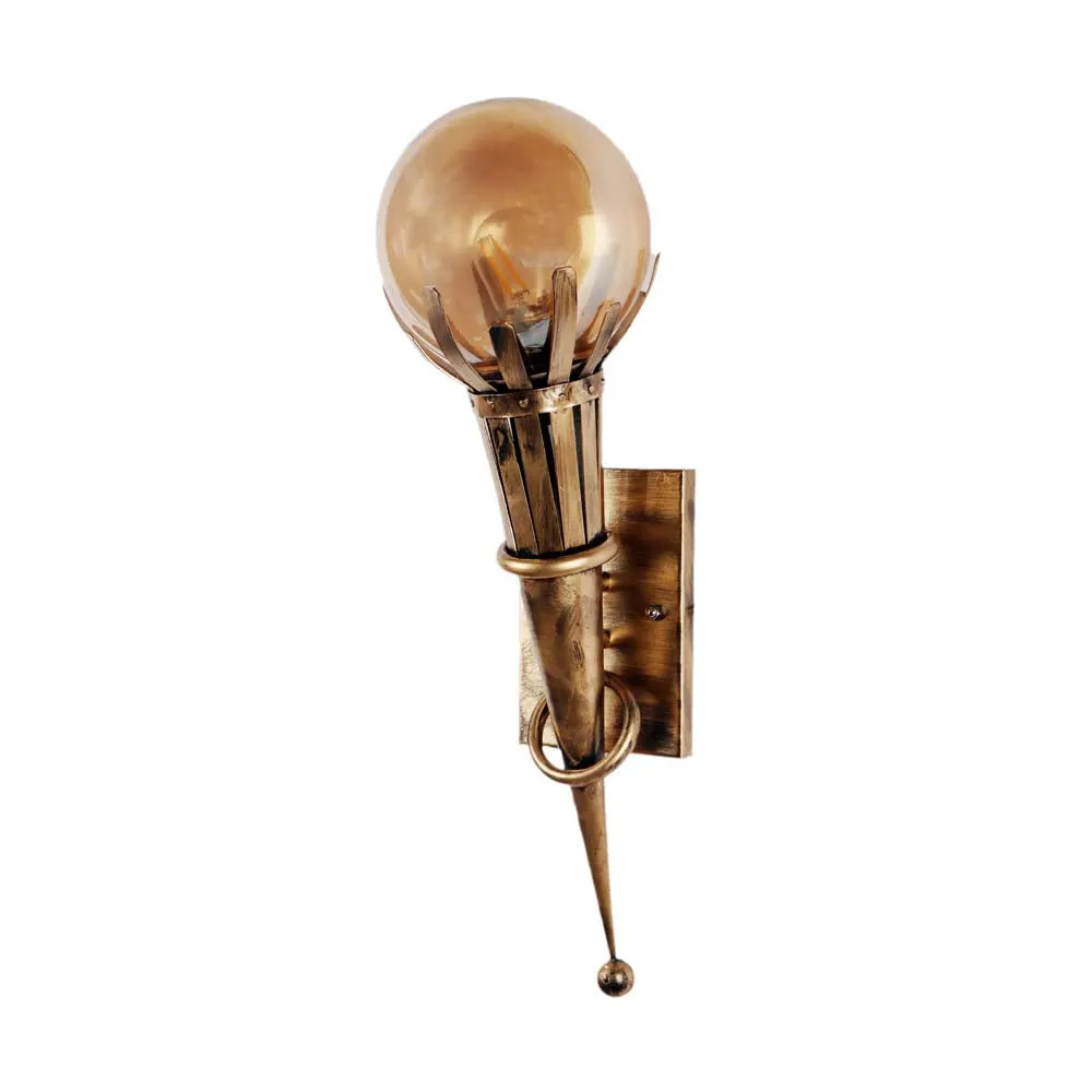 The Ancient Torch Frosted Lustre Glass Wall Sconce