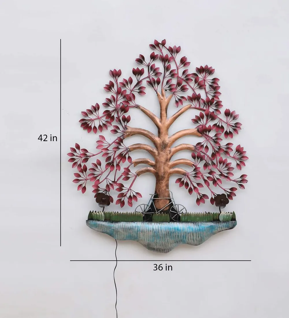 The Blissful Brown Tree Scenery Backlit Metal Wall Art