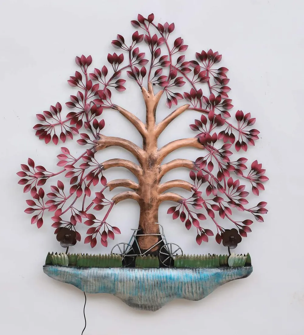 The Blissful Brown Tree Scenery Backlit Metal Wall Art