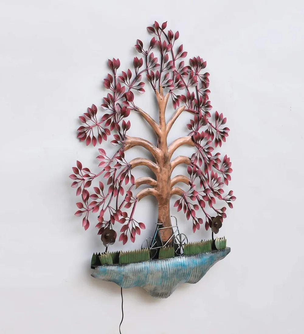 The Blissful Brown Tree Scenery Backlit Metal Wall Art