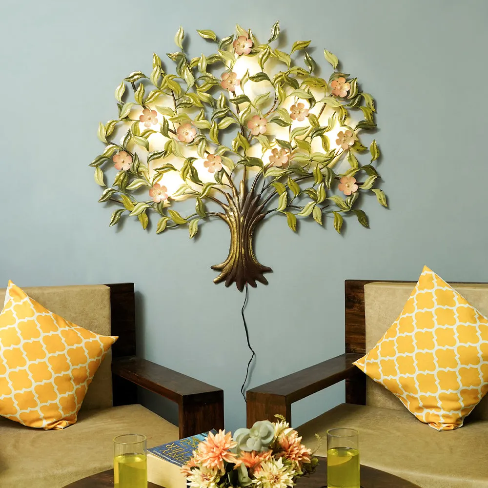The Blissful Green Tree Metal Wall Art With LED
