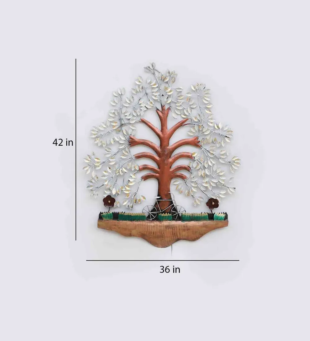 The Blissful White Tree Scenery Backlit Metal Wall Art