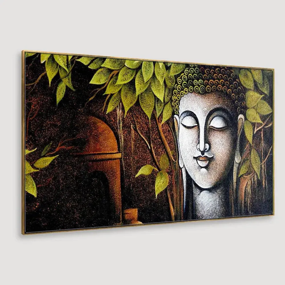 The Buddha &amp; the Bodhi Tree Wall Painting With Frame