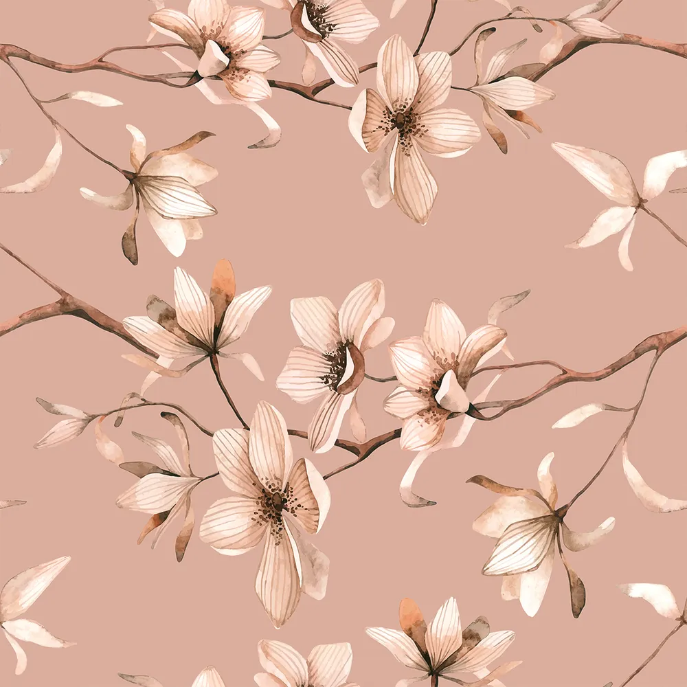 The Charming Peach Floral Premium Quality Wallpaper