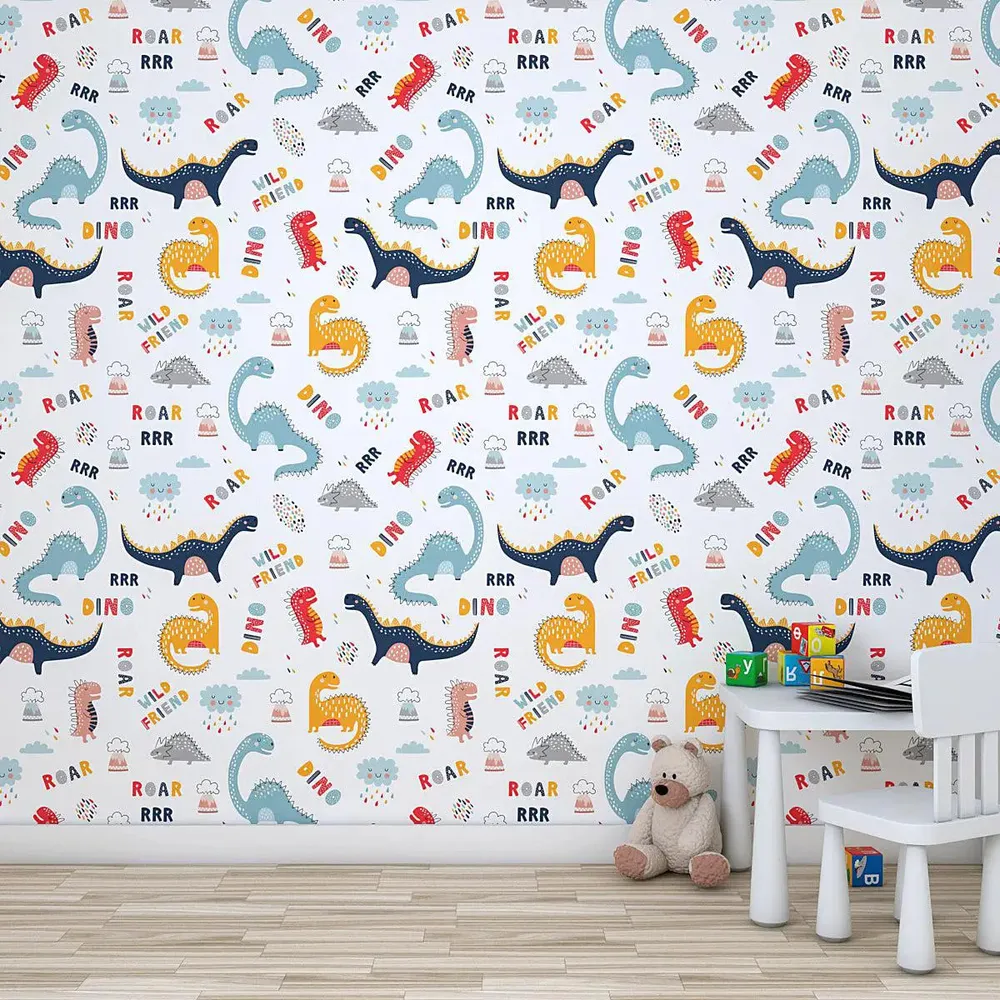 The Dino Kids Self Adhesive Wallpaper
