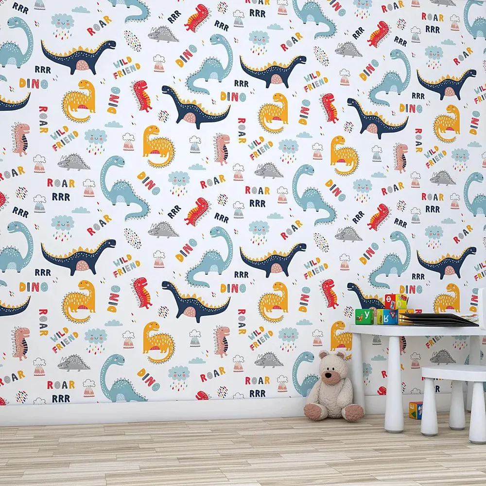 The Dino Kids Self Adhesive Wallpaper