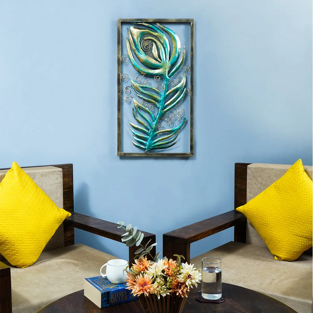 The Divine Peacock Feather Framed Metal Wall Art