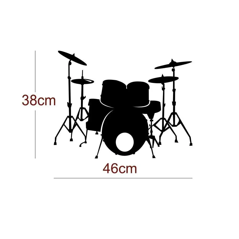The Drum Set Wall Decal Wall Sticker : Size S(18x15) inches - Multi