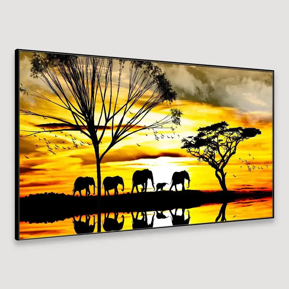 The Evening Jungle Wall Painting With Frame
