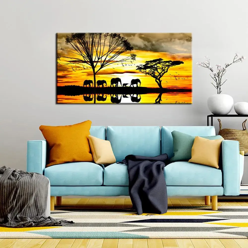 The Evening Jungle Wall Painting With Frame