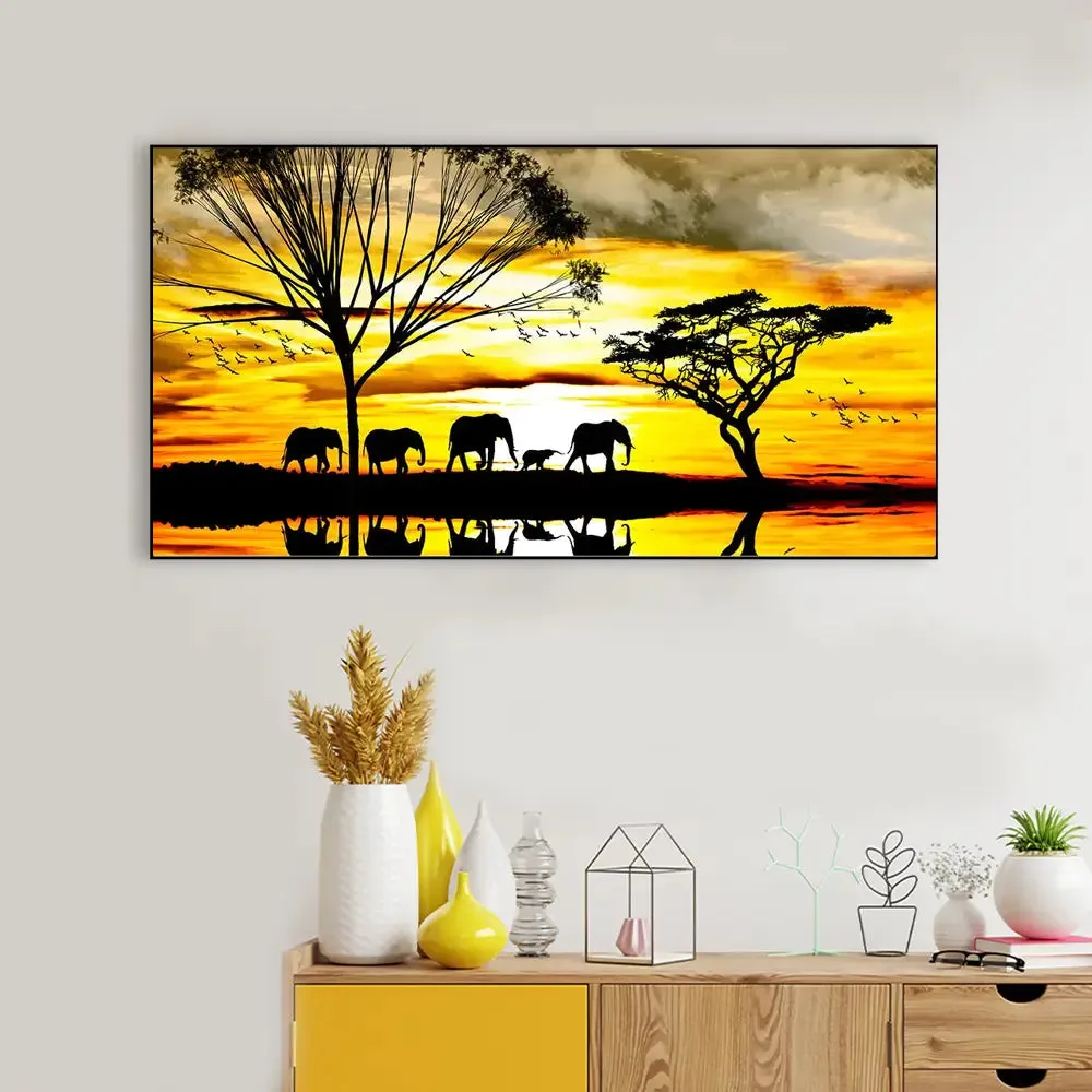 The Evening Jungle Wall Painting With Frame