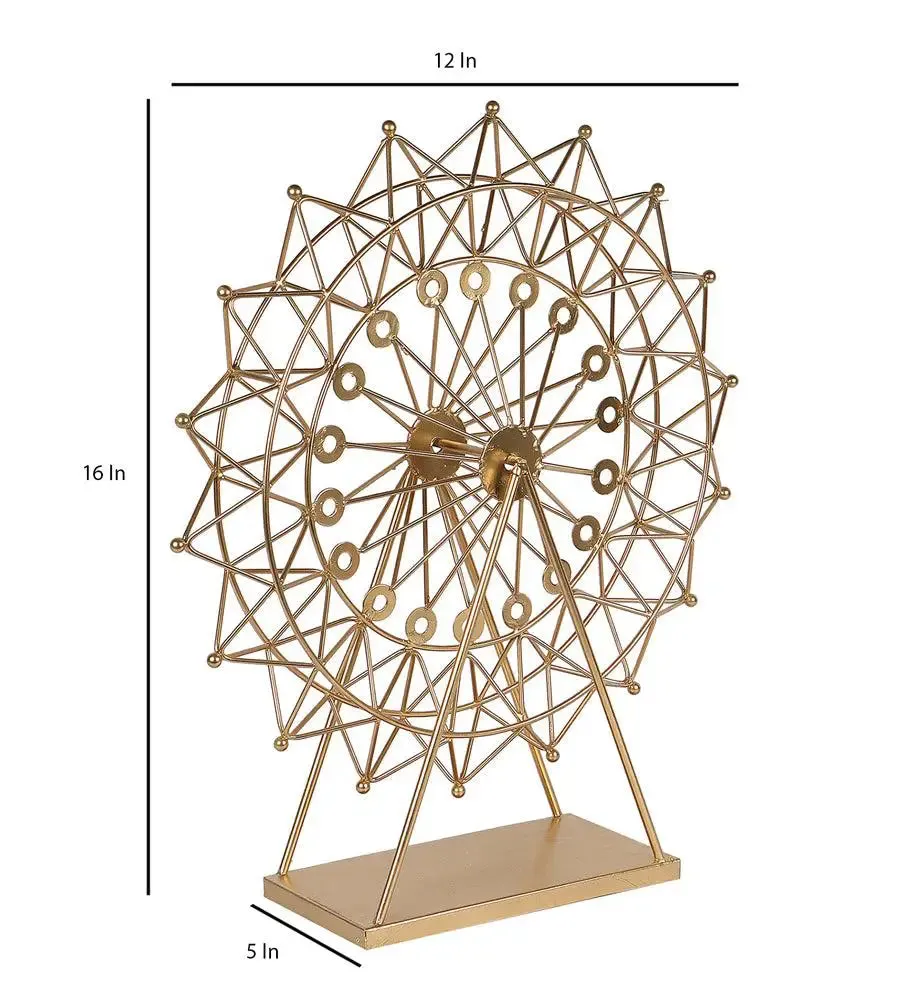 The Ferrous Revolving Wheel Metallic Showpiece for Living Room