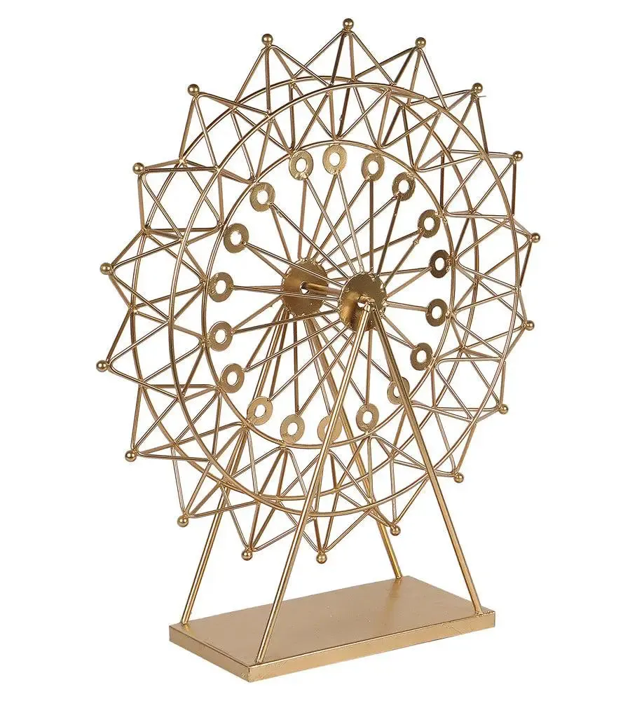 The Ferrous Revolving Wheel Metallic Showpiece for Living Room