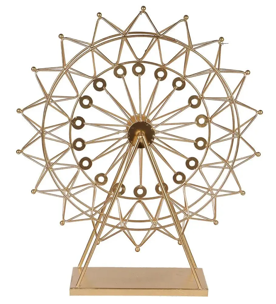 The Ferrous Revolving Wheel Metallic Showpiece for Living Room