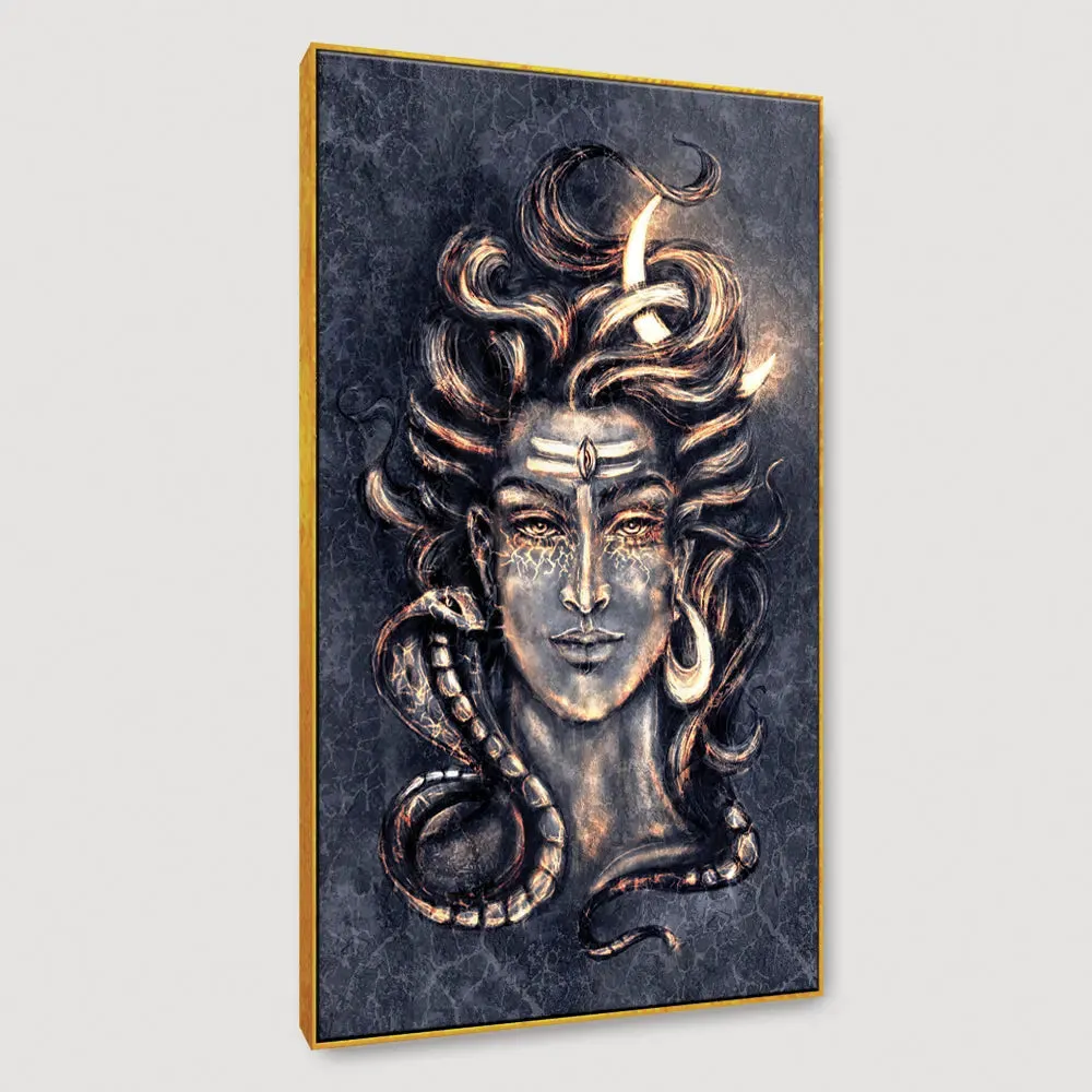 The Fierce Lord Shiva Painting / Framed Wallart With Frame