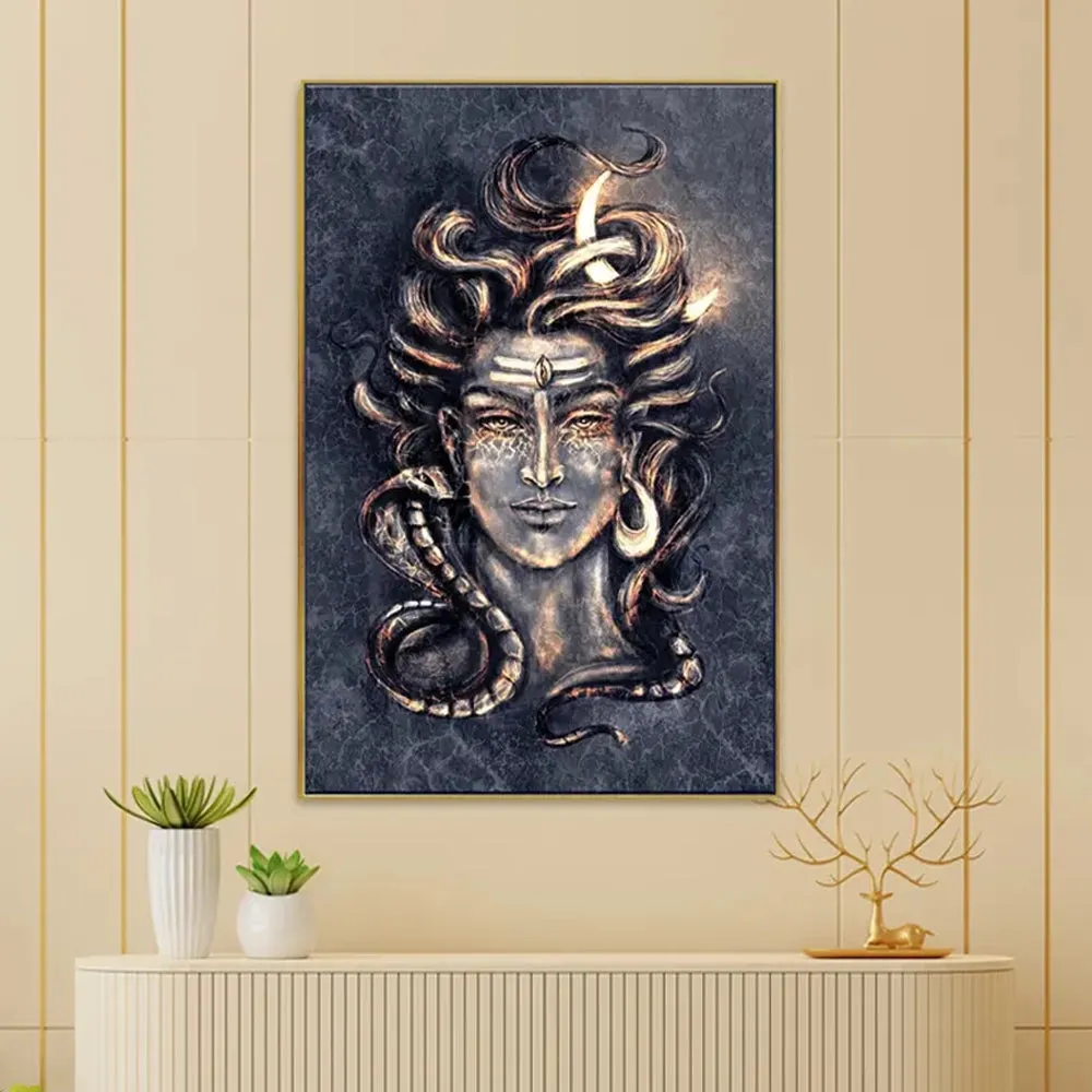 The Fierce Lord Shiva Painting / Framed Wallart With Frame