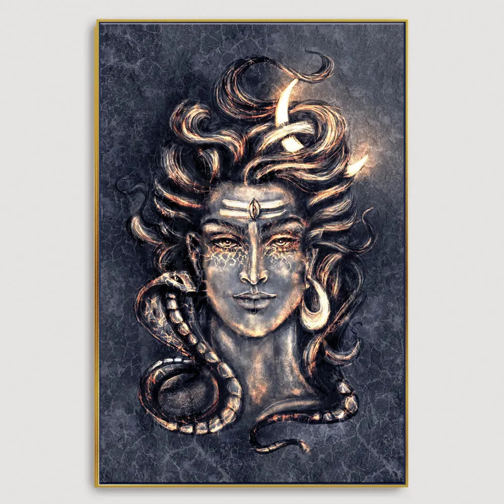 The Fierce Lord Shiva Painting / Framed Wallart With Frame
