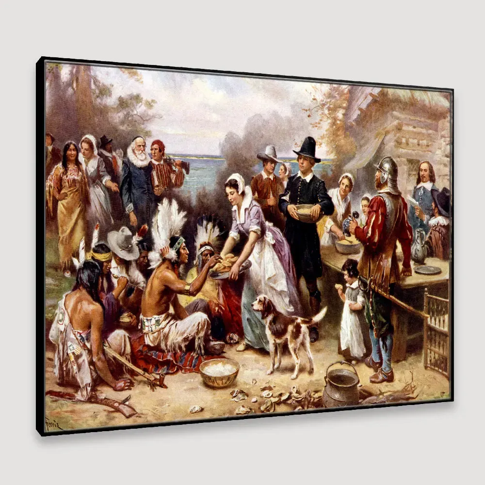 The First Thanks Giving Framed Wall art With Frame