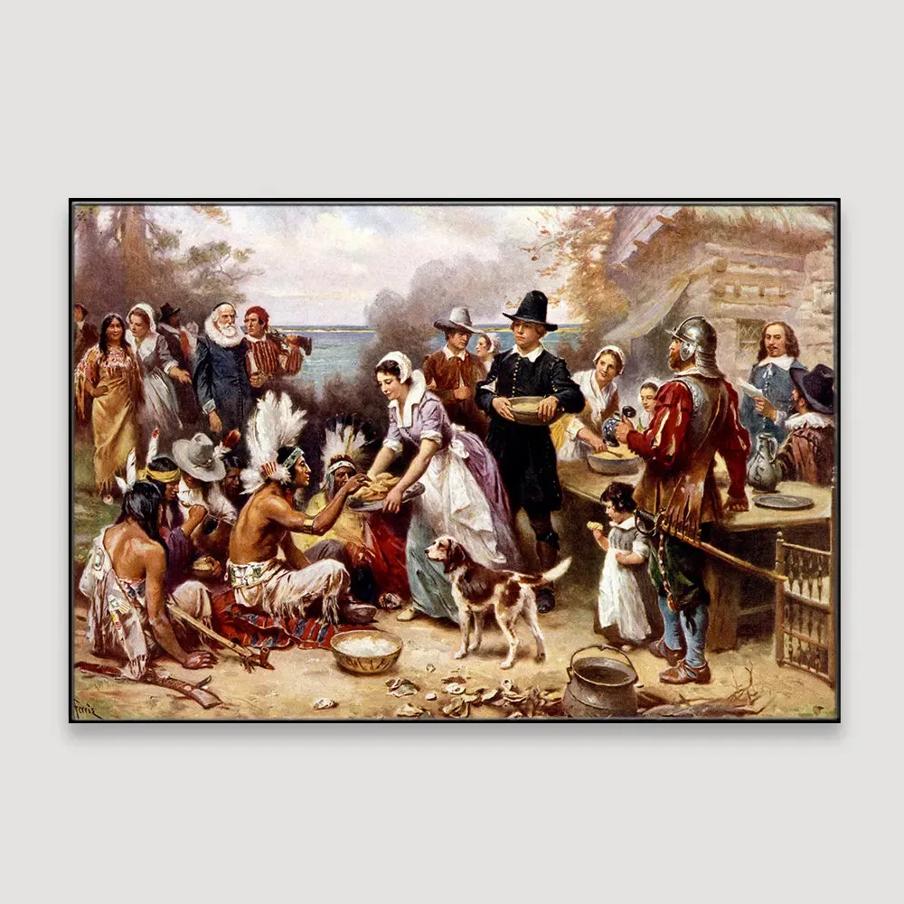 The First Thanks Giving Framed Wall art With Frame