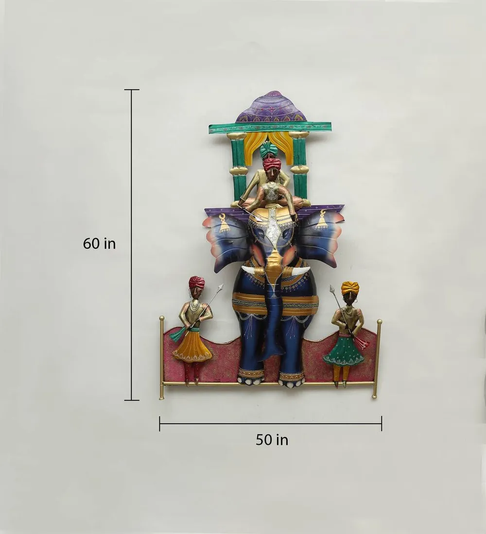 The Great Elephant Charriot LED Metal Wall Art