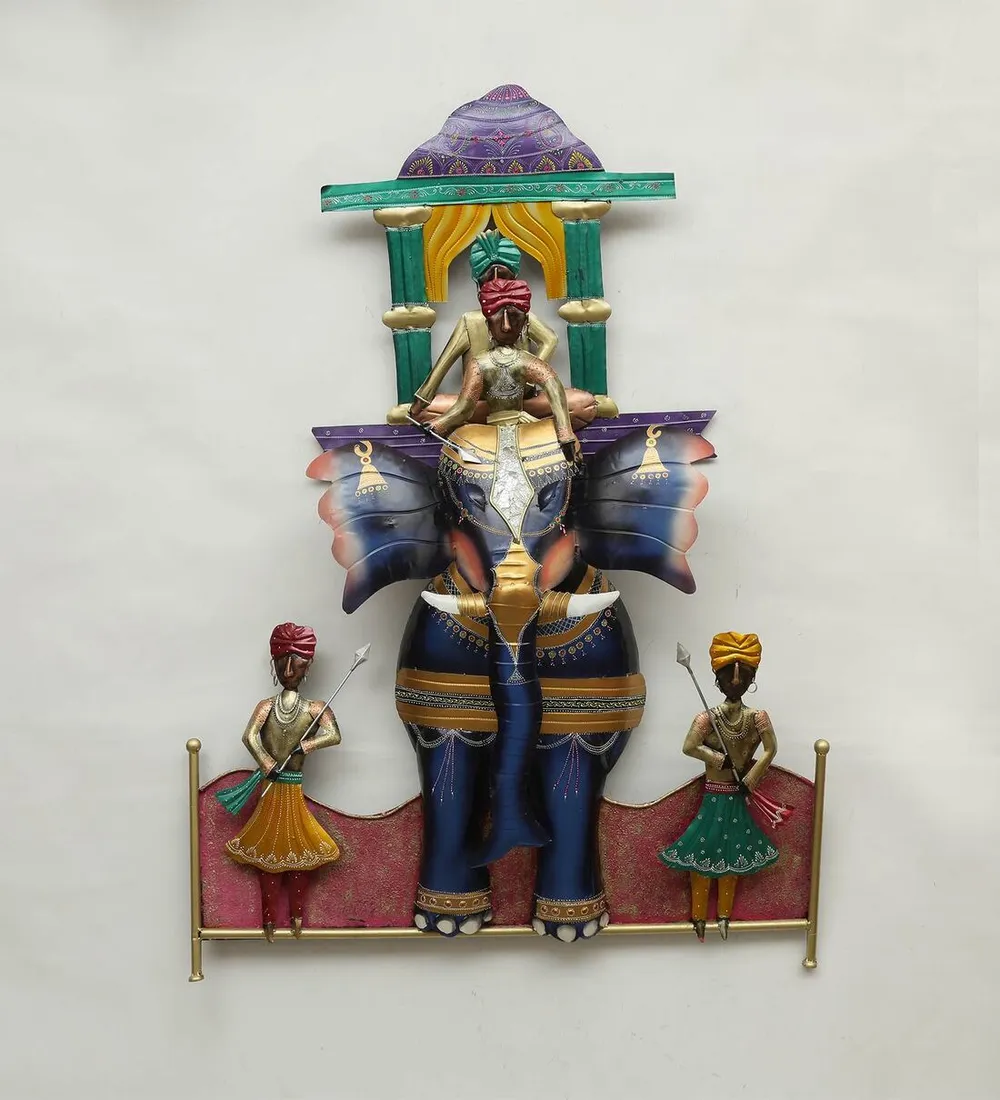 The Great Elephant Charriot LED Metal Wall Art