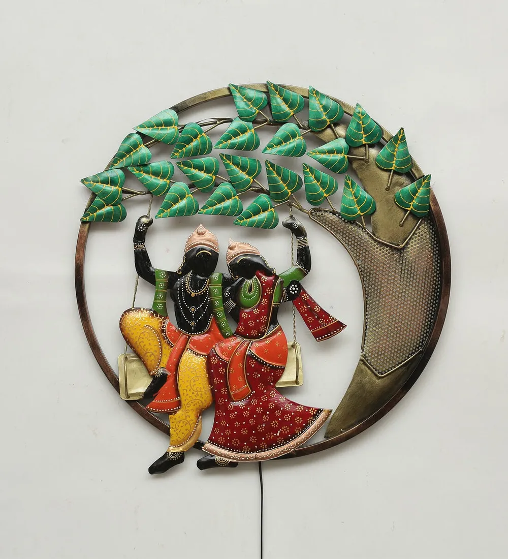 The Iconic Radha Krishna LED Metal Wall Art