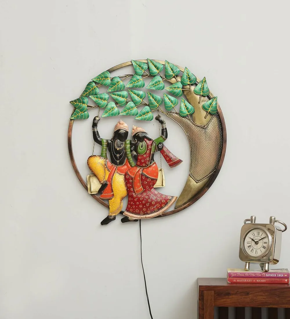 The Iconic Radha Krishna LED Metal Wall Art