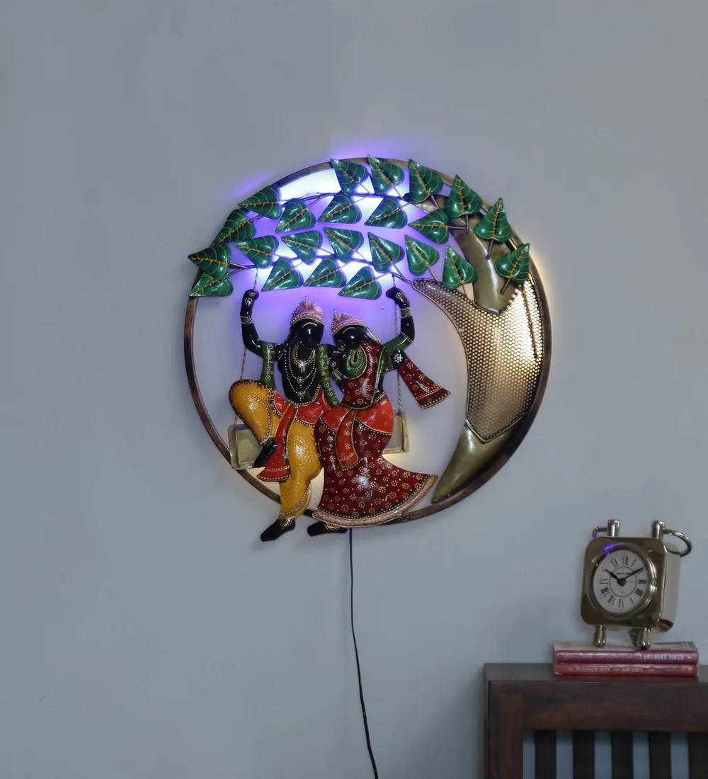 The Iconic Radha Krishna LED Metal Wall Art