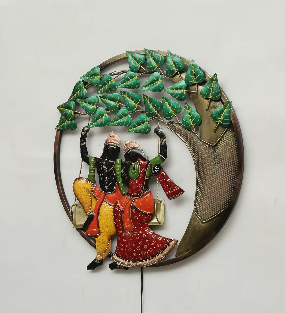 The Iconic Radha Krishna LED Metal Wall Art