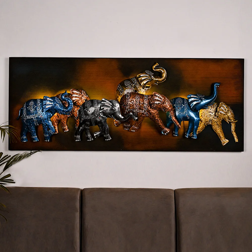 The Illuminated Elephant Metal Wall Art With LED Lights