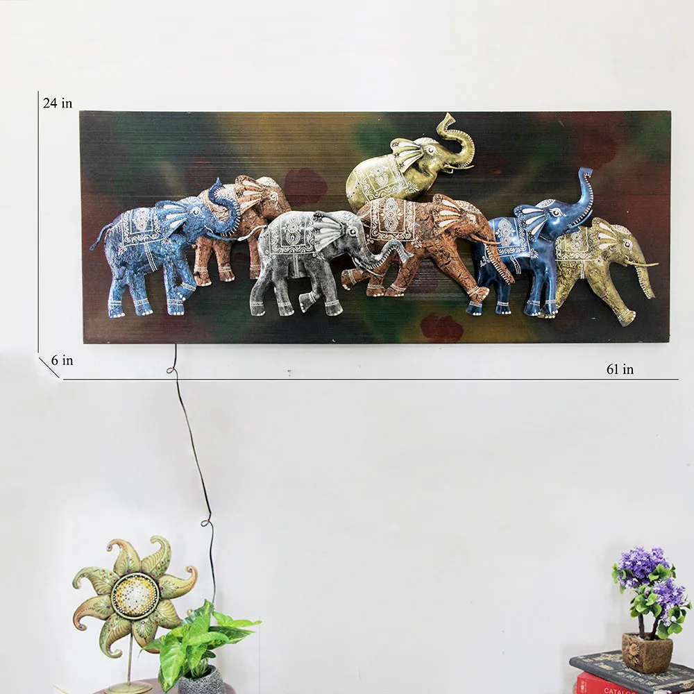 The Illuminated Elephant Metal Wall Art With LED Lights