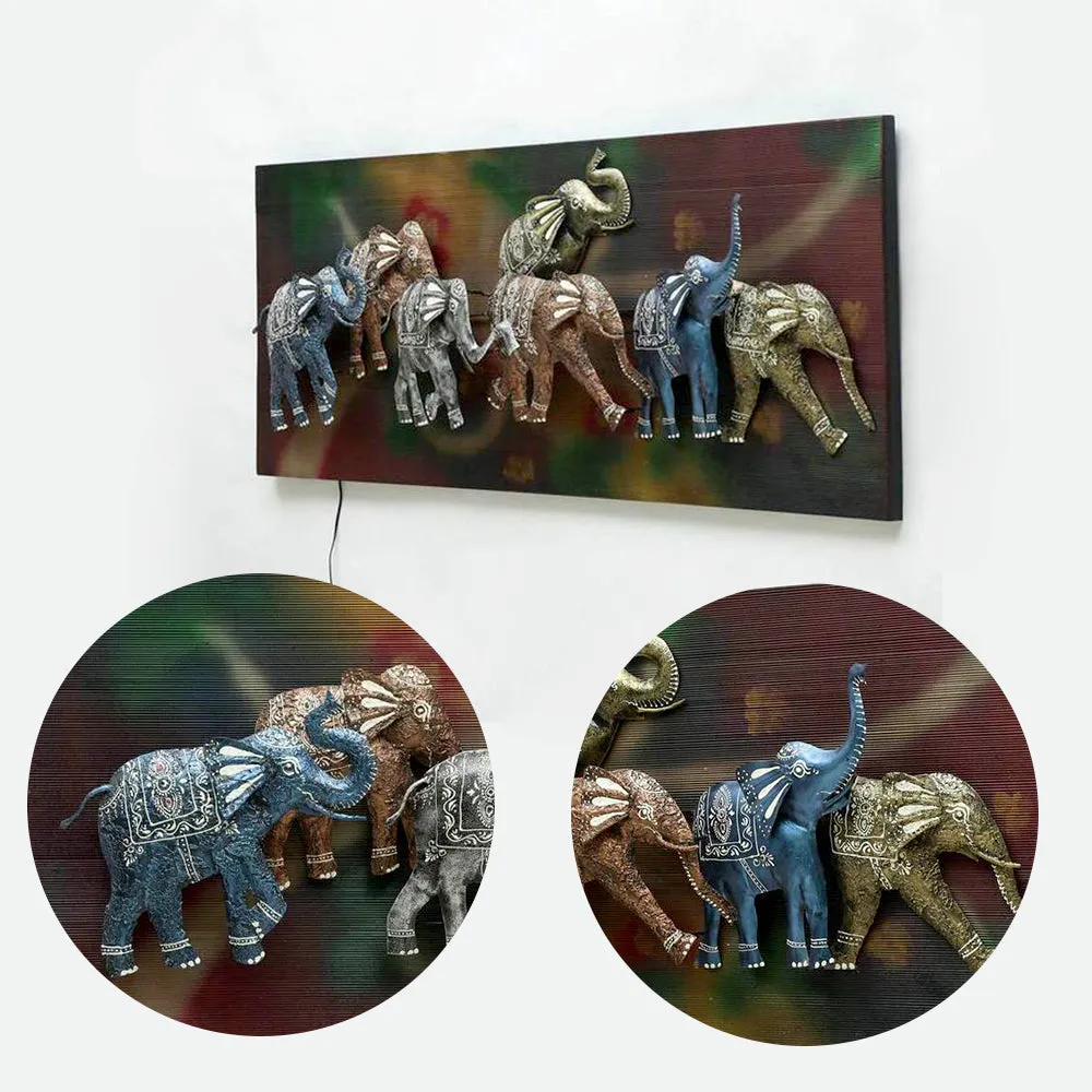 The Illuminated Elephant Metal Wall Art With LED Lights