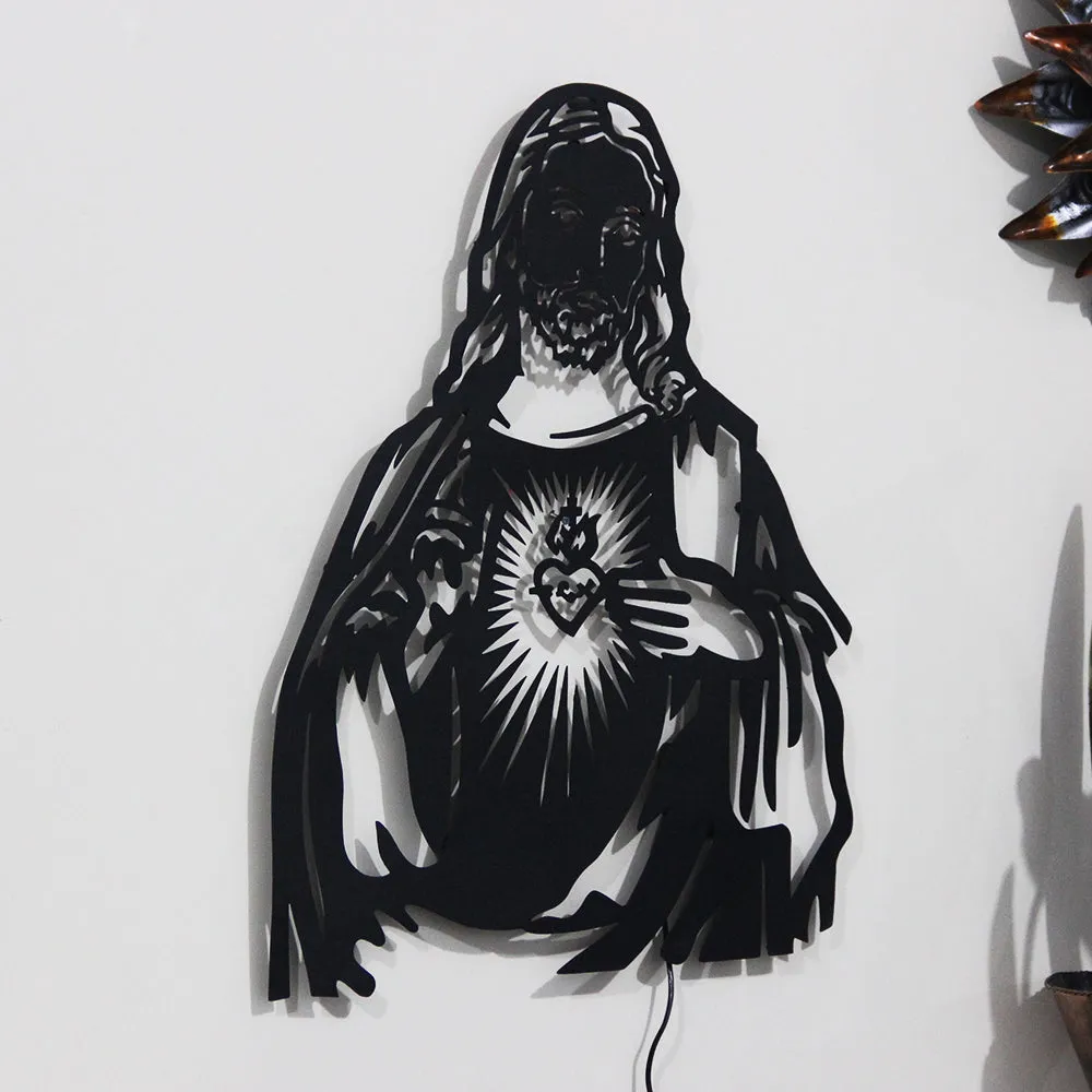 The Illuminated Jesus Metal Wall Art With LED Lights