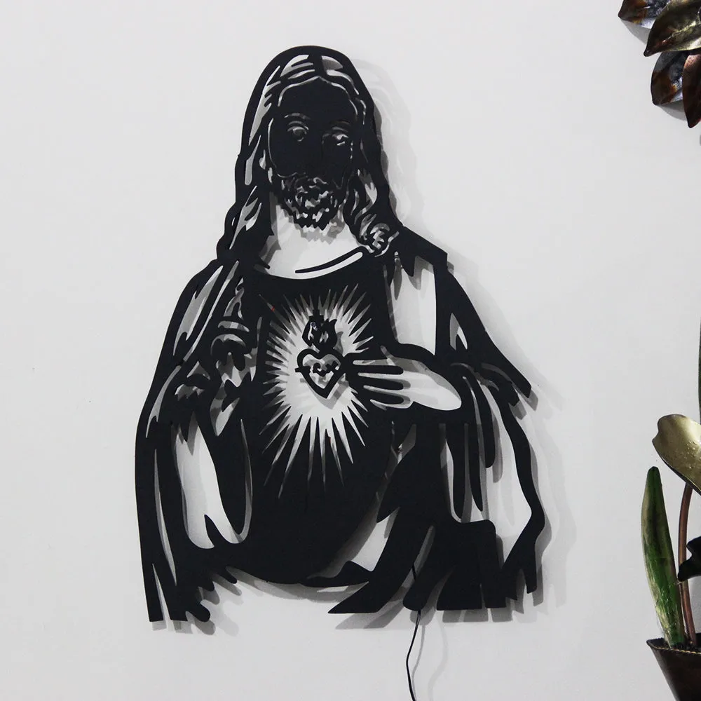 The Illuminated Jesus Metal Wall Art With LED Lights
