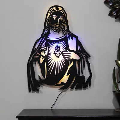 The Illuminated Jesus Metal Wall Art With LED Lights