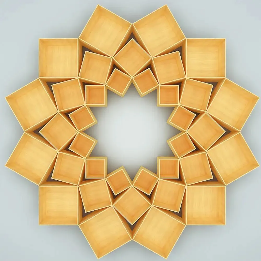 The Lotus Wood Wall Cabinet / Book Shelf, Light Oak Finish