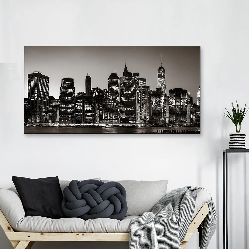 The Manhattan’s Night View Framed Wall Art With Frame