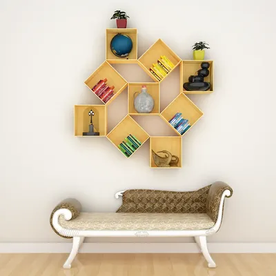 The Misfit Wood Wall Cabinet / Book Shelf, Light Oak Finish