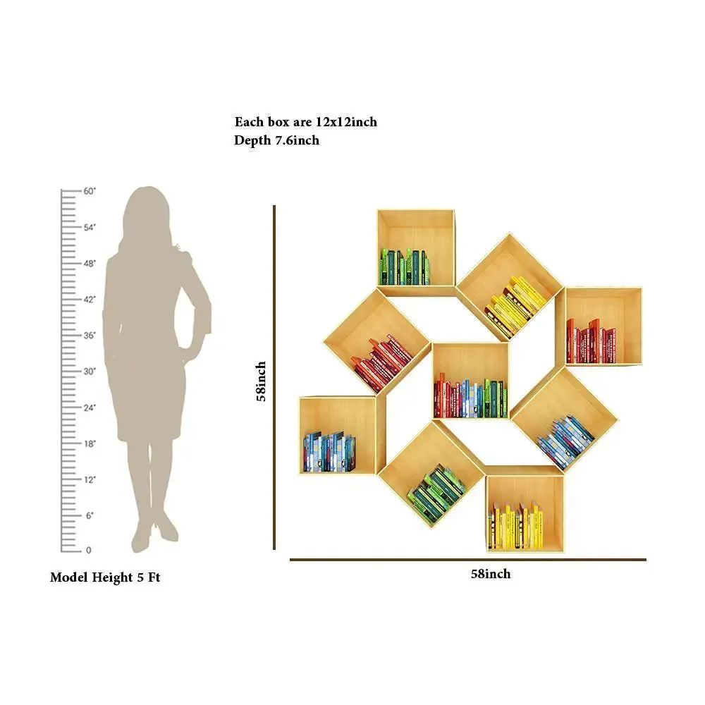 The Misfit Wood Wall Cabinet / Book Shelf, Light Oak Finish