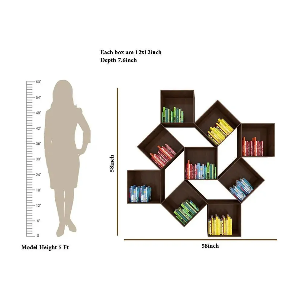 The Misfit Wood Wall Cabinet / Book Shelf, Walnut Finish