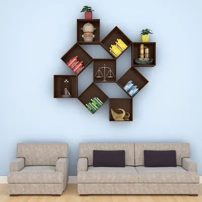 The Misfit Wood Wall Cabinet / Book Shelf, Walnut Finish