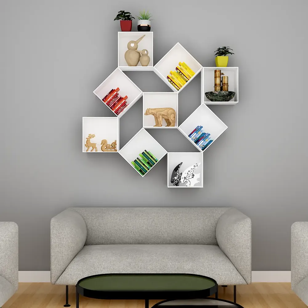 The Misfit Wood Wall Cabinet / Book Shelf, White Color