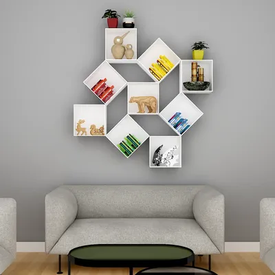 The Misfit Wood Wall Cabinet / Book Shelf, White Color